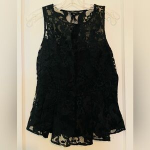 RW&CO. Black Lace Sleeveless Blouse